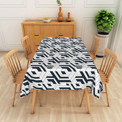 Lofaris Abstract Black and White Geometric Rectangle Tablecloth for Modern Contemporary Dining Room Decor
