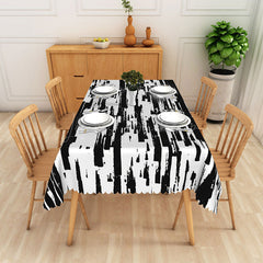 Lofaris Abstract Black And White Line Art Rectangle Tablecloth