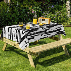 Lofaris Abstract Black And White Line Art Rectangle Tablecloth
