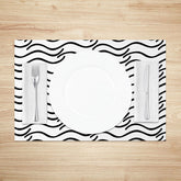 Lofaris Abstract Black and White Water Ripples Set of 4 Placemats Modern Zen Inspired Design for Dining Table