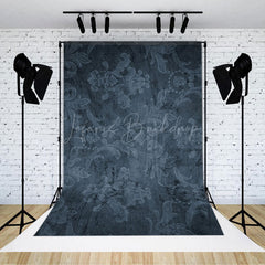 Lofaris Abstract Black Floral Pattern Damask Photo Backdrop