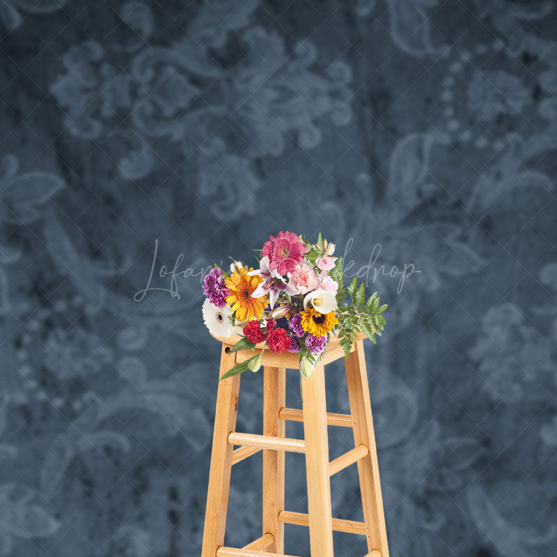 Lofaris Abstract Black Floral Pattern Damask Photo Backdrop