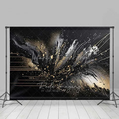 Lofaris Abstract Black Gold Splatter Fine Art Backdrop Thick Paint Strokes Studio Portrait Photography Background