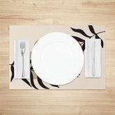 Lofaris Abstract Black Leaves Dots Print Set Of 4 Placemats