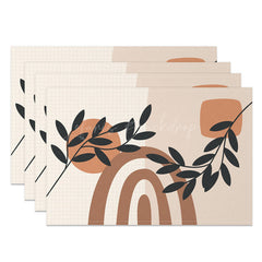 Lofaris Abstract Black Leaves Rainbow Moon Set Of 4 Placemats