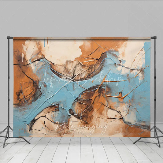 Lofaris Abstract Blue and Brown Textured Photography Backdrop Modern Art Studio Portrait Background