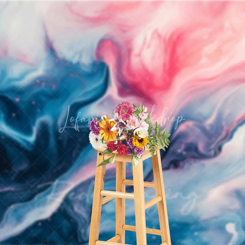 Lofaris Abstract Blue and Pink Fluid Art Marble Texture Backdrop Creative Studio Portrait Photography Background