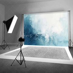 Lofaris Abstract Blue and White Ocean Wave Texture Backdrop Artistic Brush Stroke Portrait Photography Background