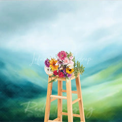 Lofaris Abstract Blue Green Painterly Photography Backdrop Serene Landscape Art for Studio Portraits