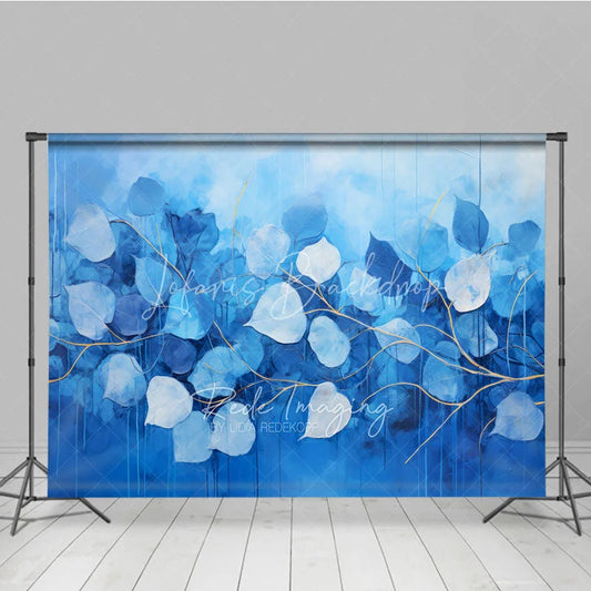 Lofaris Abstract Blue Leaves Fine Art Backdrop Cold Tone Plant Branches Texture Background Creative Photography Prop