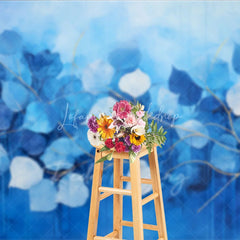 Lofaris Abstract Blue Leaves Fine Art Backdrop Cold Tone Plant Branches Texture Background Creative Photography Prop