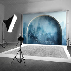 Lofaris Abstract Blue Textured Photography Backdrop with Arched Design Modern Watercolor Style for Studio Portraits
