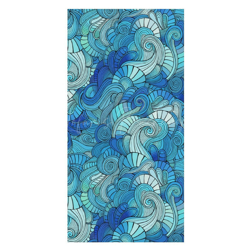 Lofaris Abstract Blue Waves Print Custom Name Beach Towel