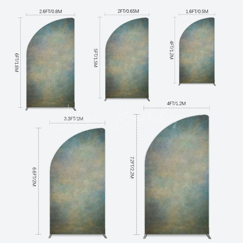 Lofaris Abstract Blue Yellow Mixed Pattern Half Moon Arch Backdrop