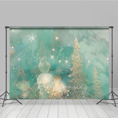 Lofaris Abstract Christmas Tree Photography Backdrop Gold and Teal with Bokeh Lights Modern Fine Art Holiday Decor