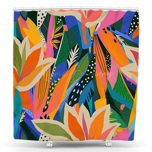 Lofaris Abstract Color Bright Flowers Pattern Shower Curtain