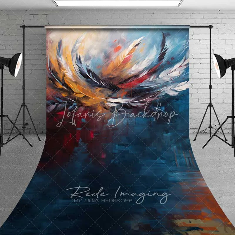 Lofaris Abstract Colorful Feather Sweep Photo Backdrop Oil Painting Art Texture Background Modern Swirl Floor Prop