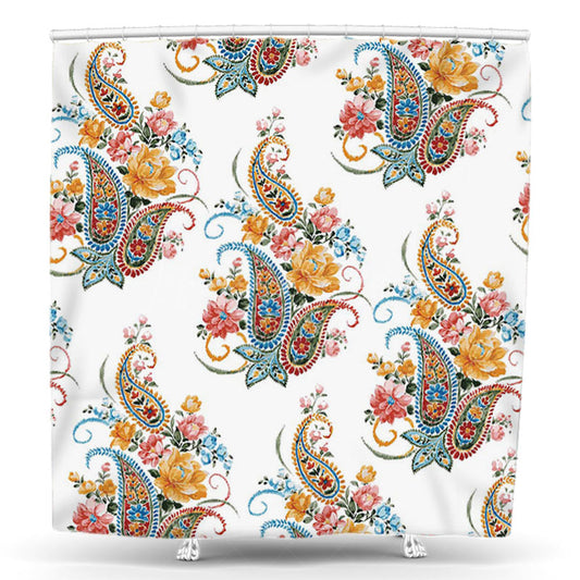 Lofaris Abstract Colorful Paisley Flowers Shower Curtain