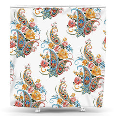 Lofaris Abstract Colorful Paisley Flowers Shower Curtain