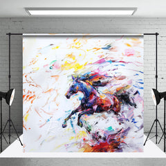 Lofaris Abstract Colorful Running Painted Horse Backdrop
