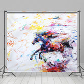 Lofaris Abstract Colorful Running Painted Horse Backdrop