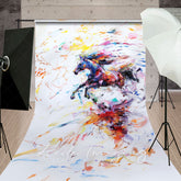 Lofaris Abstract Colorful Running Painted Horse Sweep Backdrop