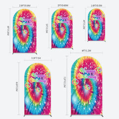 Lofaris Abstract Colorful Tie-Dye Birthday Arch Backdrop