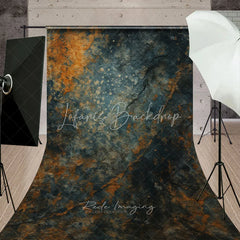 Lofaris Abstract Dark Teal and Rusty Orange Textured Sweep Backdrop Weathered Stone Photography Background