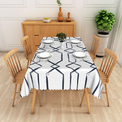 Lofaris Abstract Deep Blue Geometric Rectangle Tablecloth