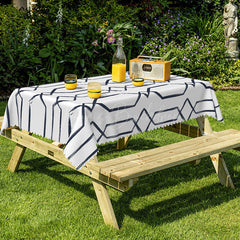 Lofaris Abstract Deep Blue Geometric Rectangle Tablecloth
