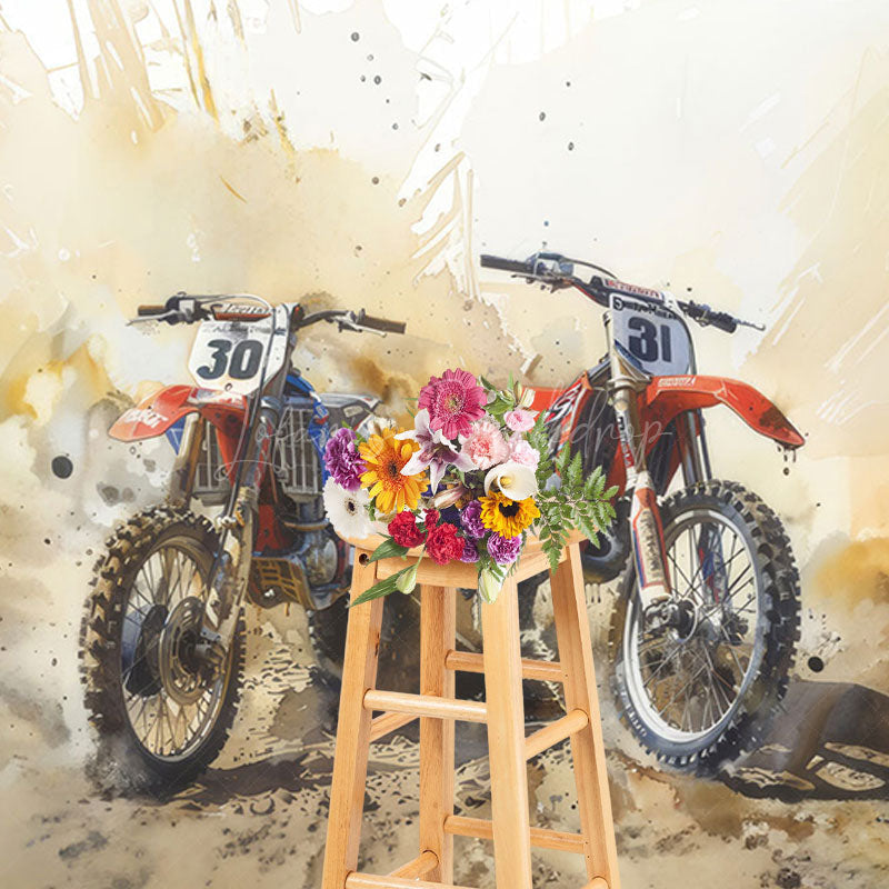 Lofaris Abstract Dirt Sand Motorcycle Sports Photo Backdrop