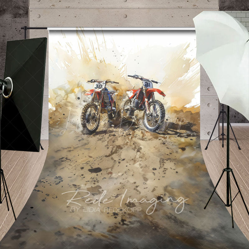 Lofaris Abstract Dirt Sand Motorcycle Sports Sweep Backdrop