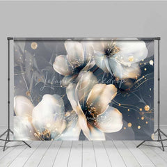 Lofaris Abstract Dreamy Floral Backdrop Translucent White Flower Photography Background Gold Dot Art Photo Booth Prop