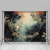 Lofaris Abstract Fine Art Photography Backdrop Moody Dark Teal and Gold with Smoke Ethereal Mystical Studio Photo Prop