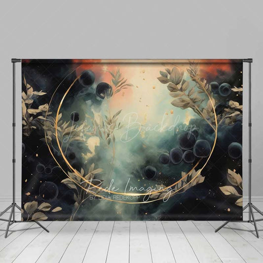 Lofaris Abstract Fine Art Photography Backdrop Moody Dark Teal and Gold with Smoke Ethereal Mystical Studio Photo Prop