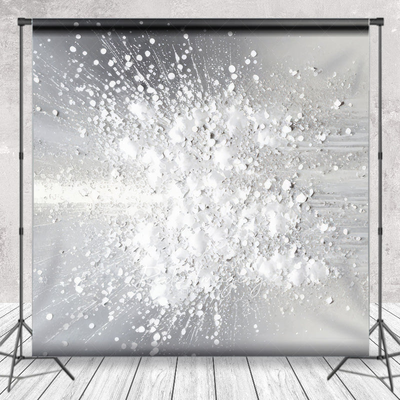 Lofaris Abstract Fine Art Photography Backdrop Silver and White Paint Splatter Modern Textured Studio Photo Prop