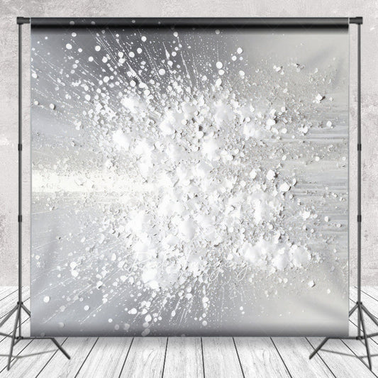 Lofaris Abstract Fine Art Photography Backdrop Silver and White Paint Splatter Modern Textured Studio Photo Prop