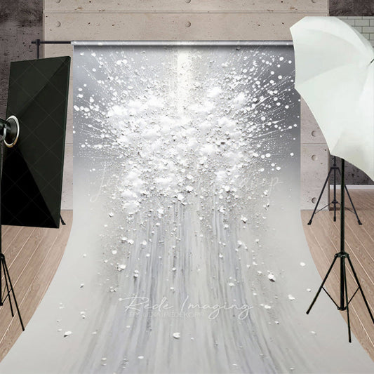 Lofaris Abstract Fine Art Sweep Photo Backdrop Silver and White Paint Splatter Modern Textured Studio Prop
