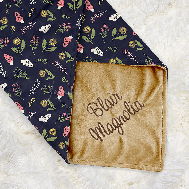 Lofaris Abstract Floral Leaves Mushroom Minky Baby Blanket