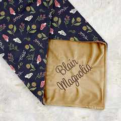Lofaris Abstract Floral Leaves Mushroom Minky Baby Blanket
