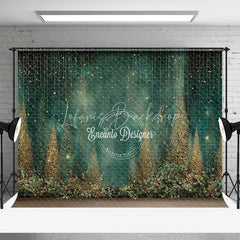 Lofaris Abstract Gold Glitter Forest Backdrop Dark Green Magical Rain Photography Background