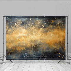 Lofaris Abstract Gold Splatter Dark Blue and Ochre Photography Backdrop Elegant Artistic Portrait Studio Prop