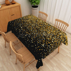 Lofaris Abstract Golden And White Starry Simple Tablecloth