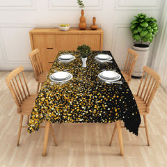 Lofaris Abstract Golden And White Starry Simple Tablecloth