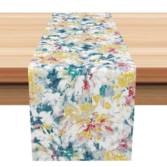 Lofaris Abstract Graffiti Style Table Runner with Floral Elements for Artistic Urban and Modern Dining Decor