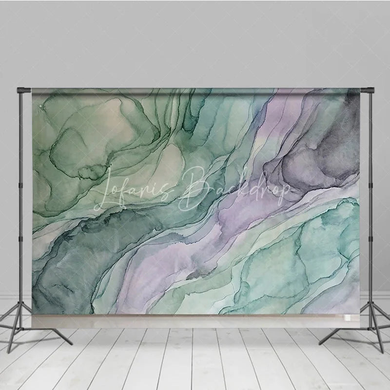 Lofaris Abstract Green and Purple Fluid Art Photography Backdrop Ethereal Watercolor Studio Prop