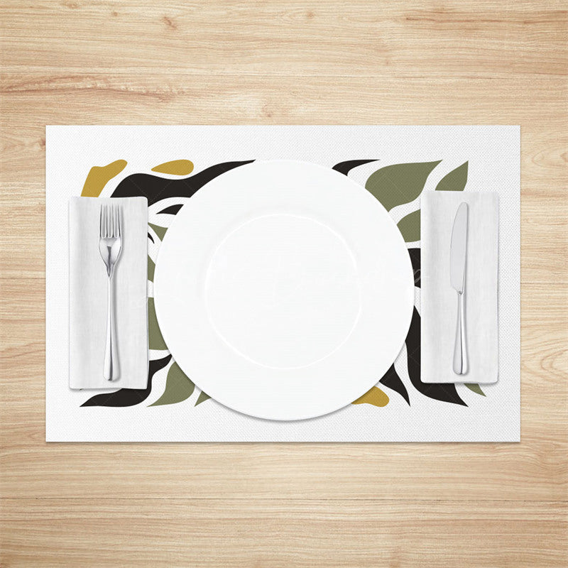 Lofaris Abstract Green Black Plant Leaves Set of 4 Placemats
