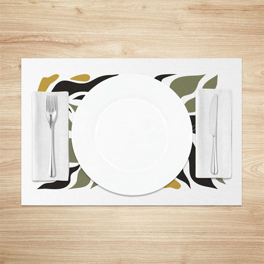 Lofaris Abstract Green Black Plant Leaves Set of 4 Placemats