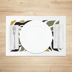 Lofaris Abstract Green Black Plant Leaves Set of 4 Placemats