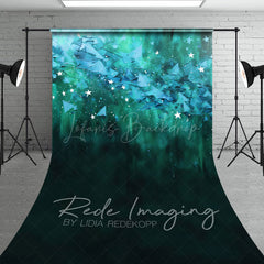 Lofaris Abstract Green Stars Fine Art Sweep Photo Backdrop